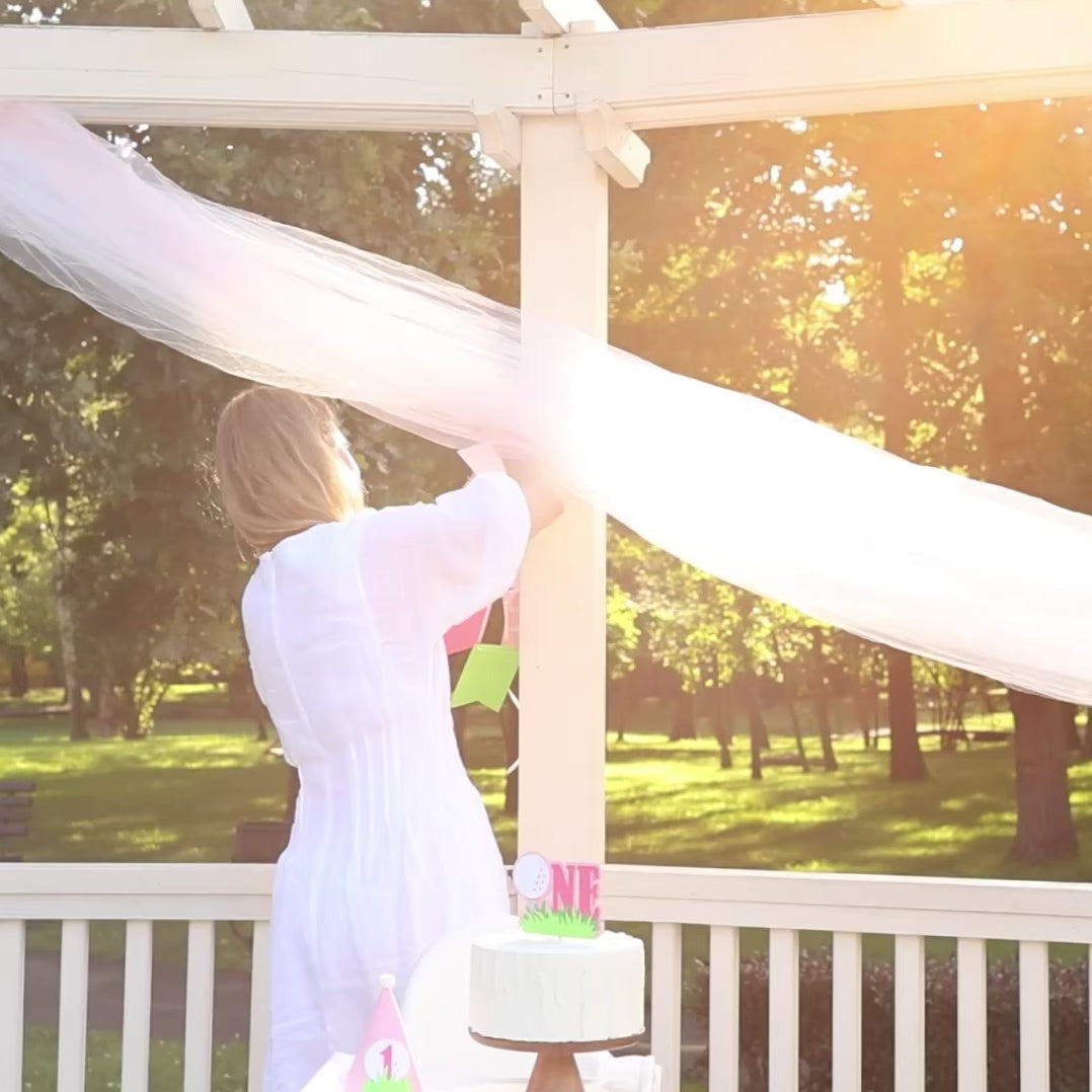 Pink Golf Hole in One Highchair Banner for Girl 1st Birthday Party