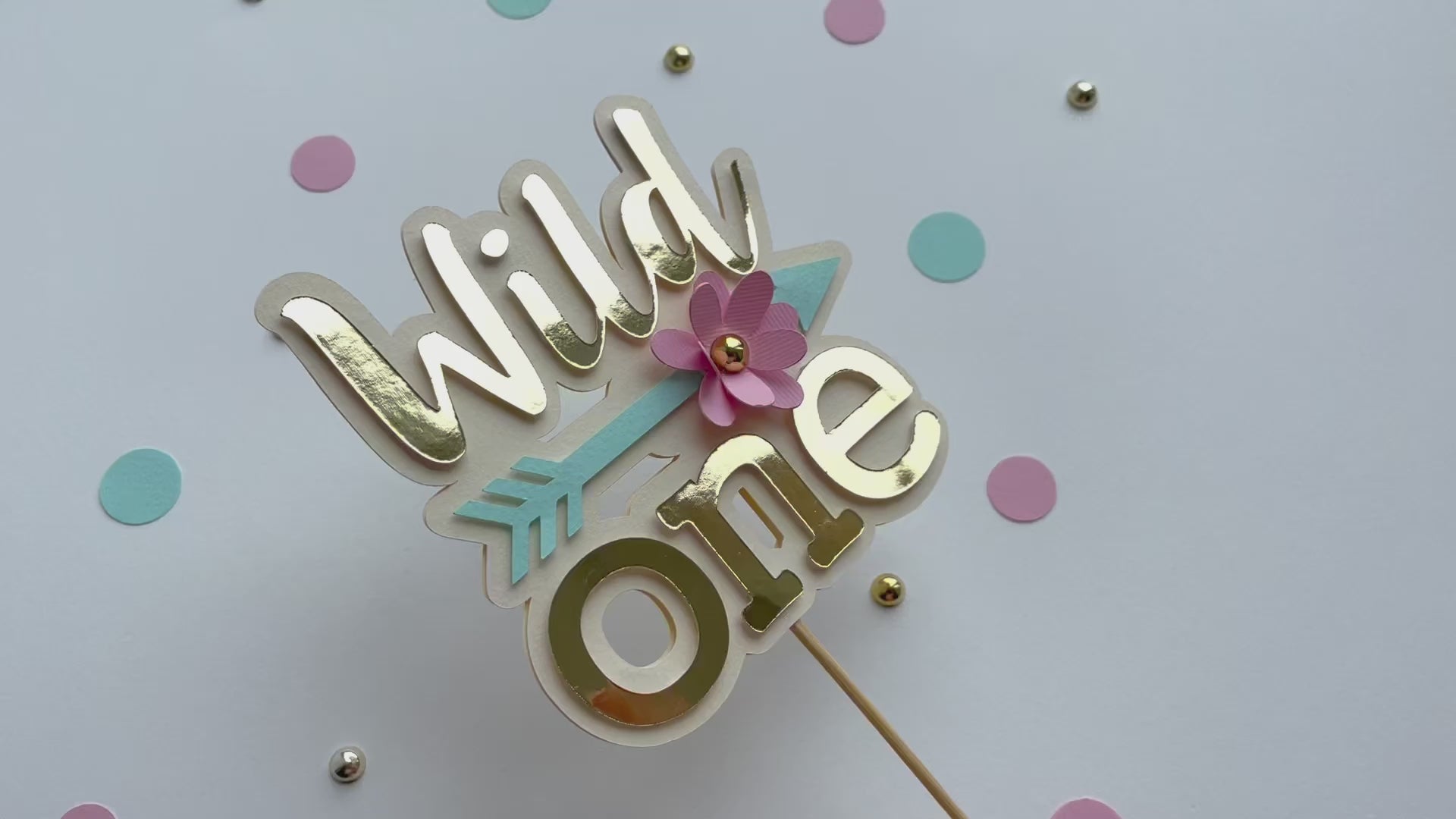 Wild One First Birthday Cake Topper Pink Mint party Floral Boho 1st Birthday