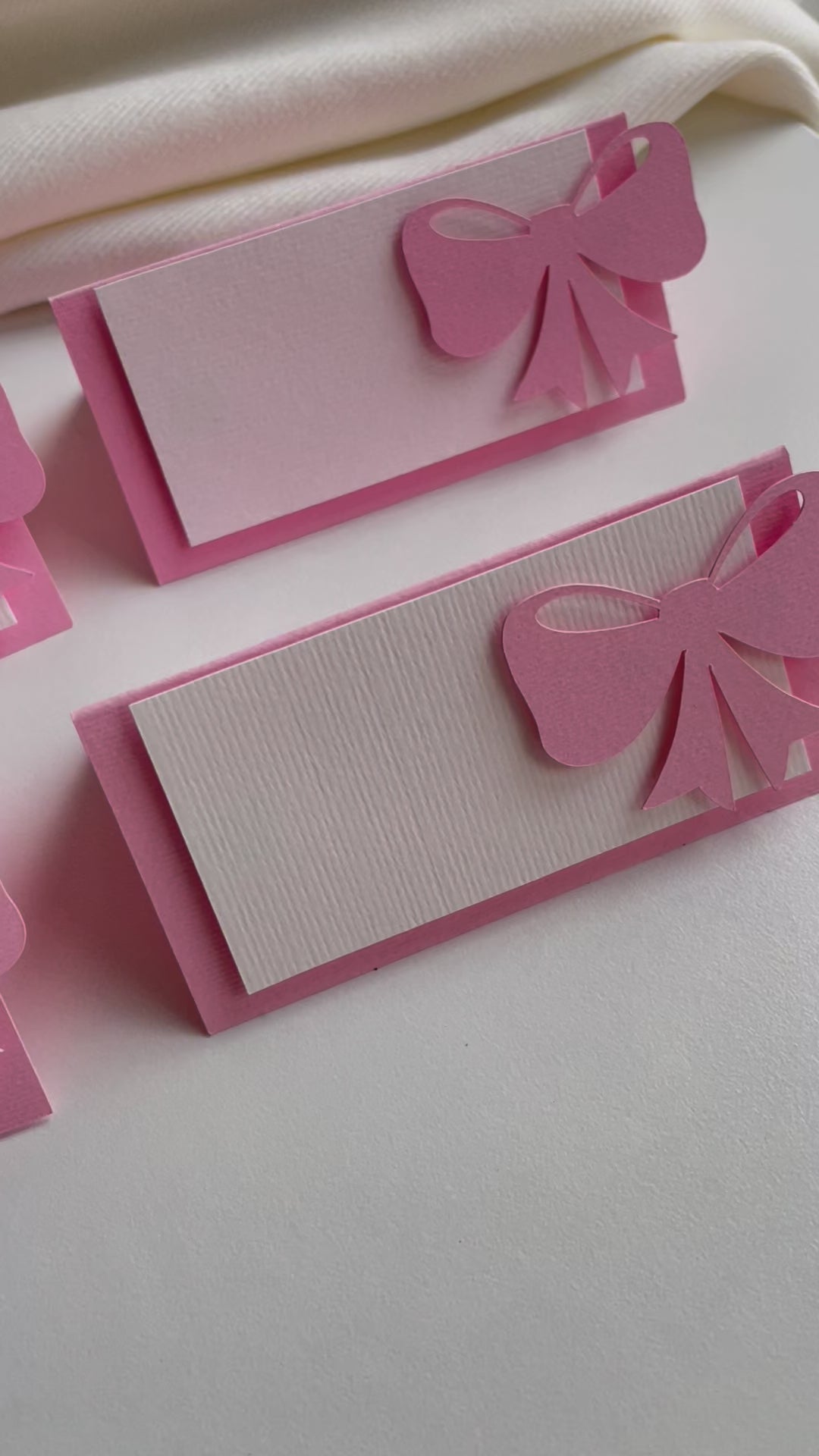 Pink Bow Place Cards Pink Blush Baby Shower Coquette Place Cards 