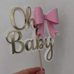 Pink Bow Oh Baby Cake Topper Pink Bow themed Baby Showers 