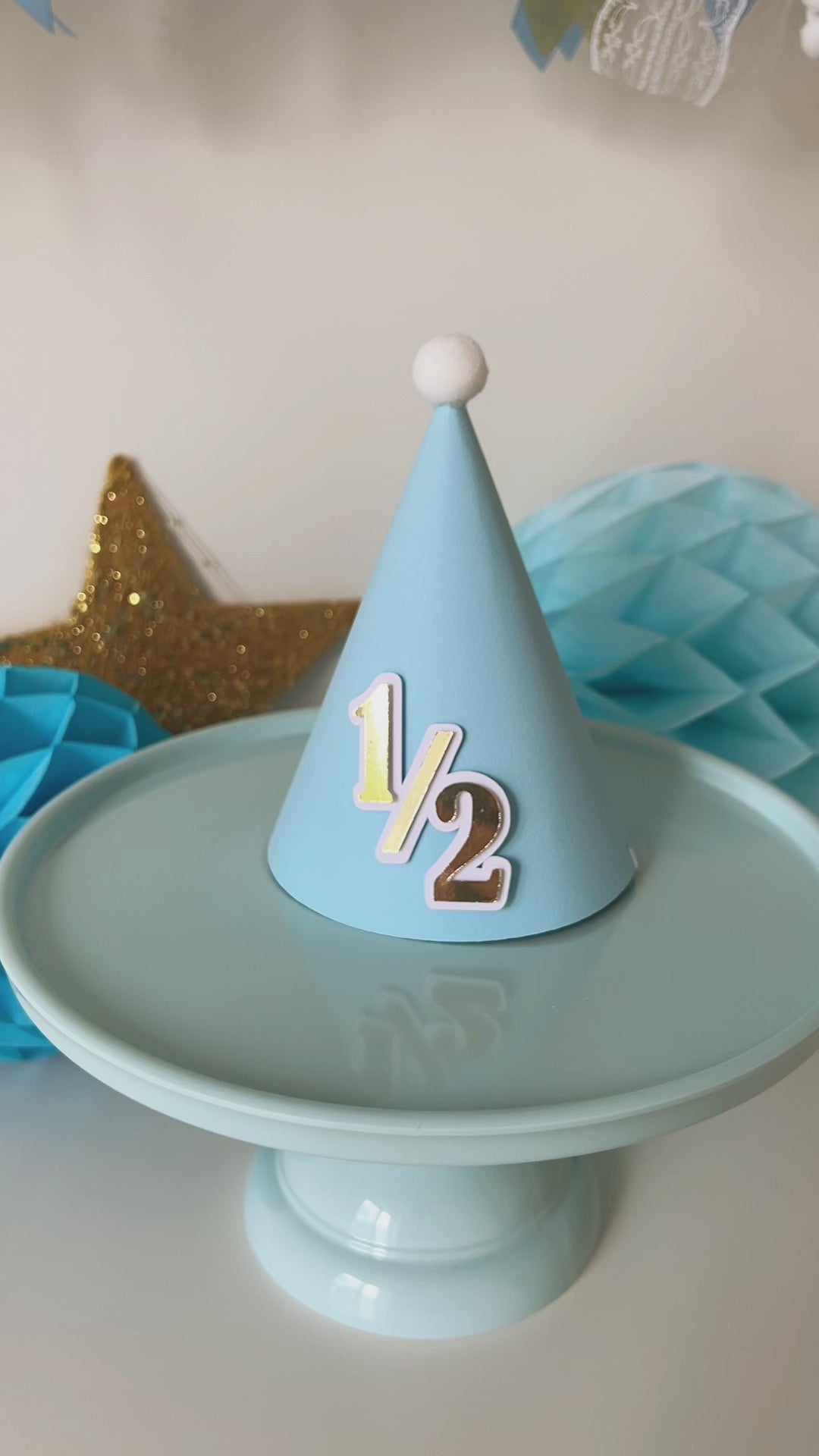 1/2 Boy Birthday Party Hat Half Way to One Party 