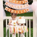 Little Cutie Highchair Banner, Orange Theme Party Decor, Photo Prop