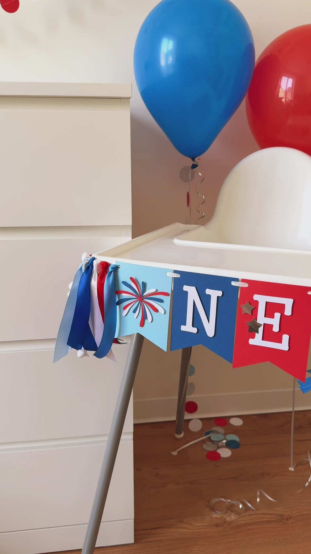 4th of July Highchair Banner Independence Day 1st Birthday Party