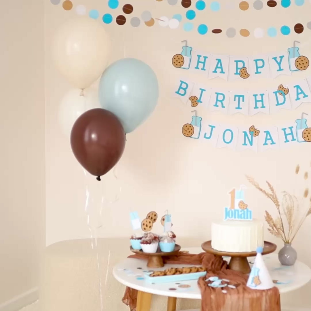Milk Cookies Cupcake Toppers, Boy First Birthday Decorations, One Sweet Boy, Baby Boy Shower