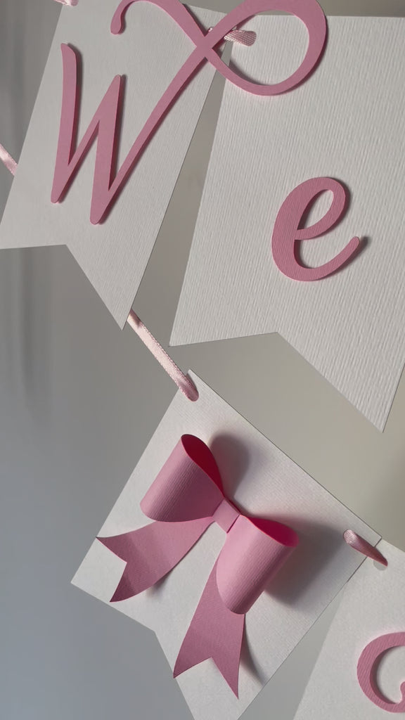 Pink Bow Welcome Baby Shower Banner