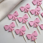 Pink Bow Cupcake Toppers Coquette Baby Shower Bonjour Bebe Party 