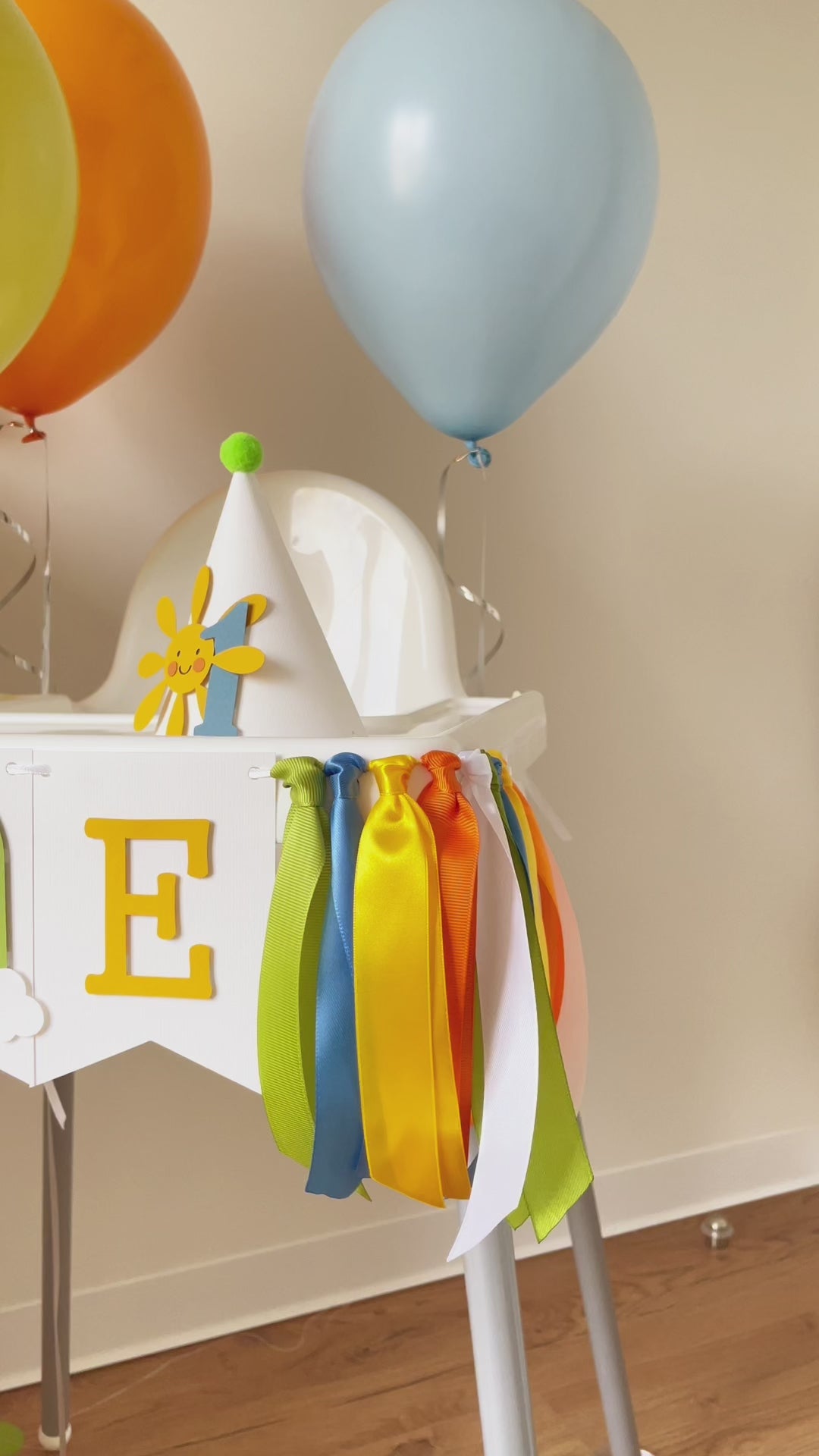 One Happy Boy Highchair Banner | 1st Birthday Decorations & Cake Smash Prop