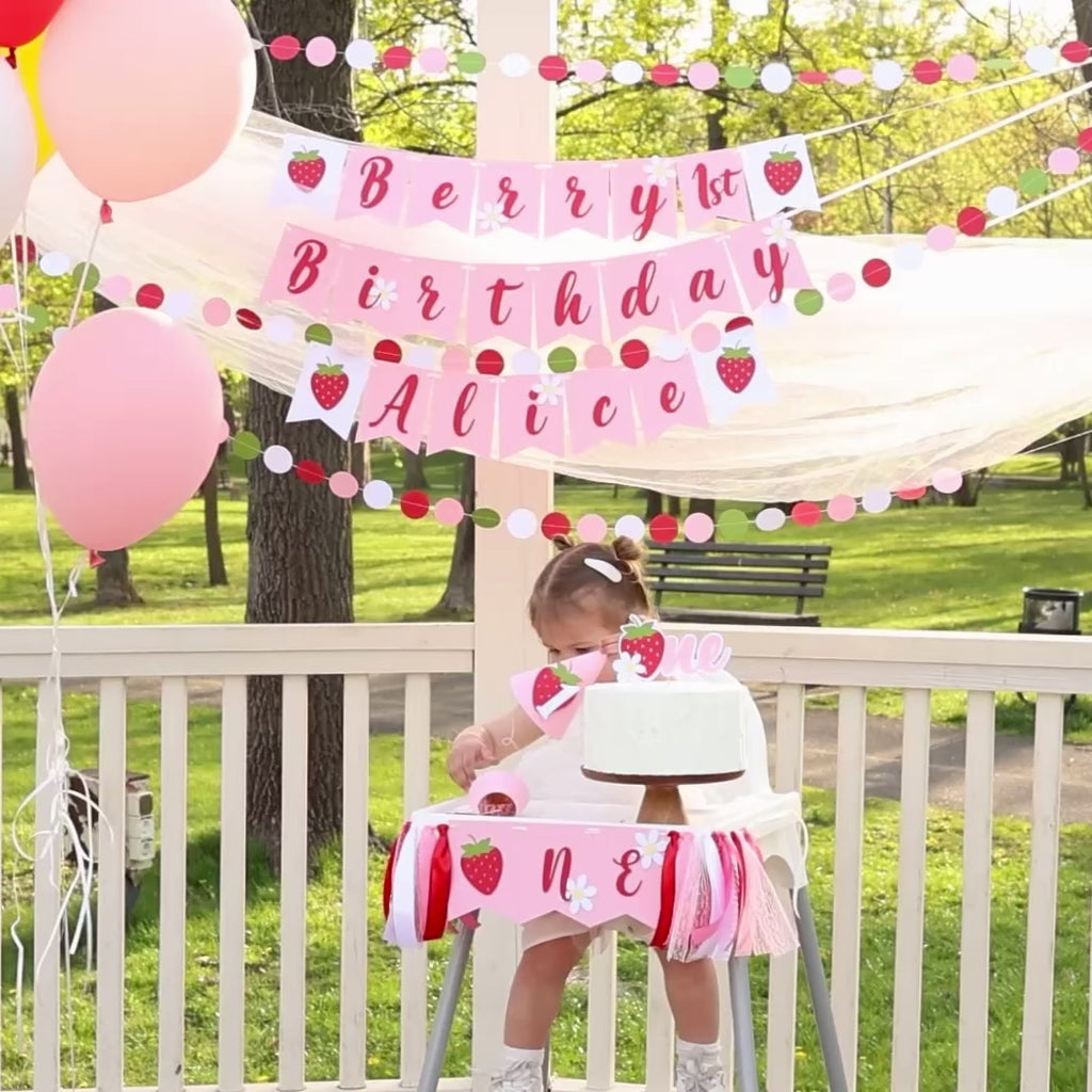 Berry Birthday Banner, Sweet Berry One, Strawberry Party Decorations