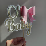 Pink Bow Oh Baby Cake Topper Pink Bow themed Baby Showers 