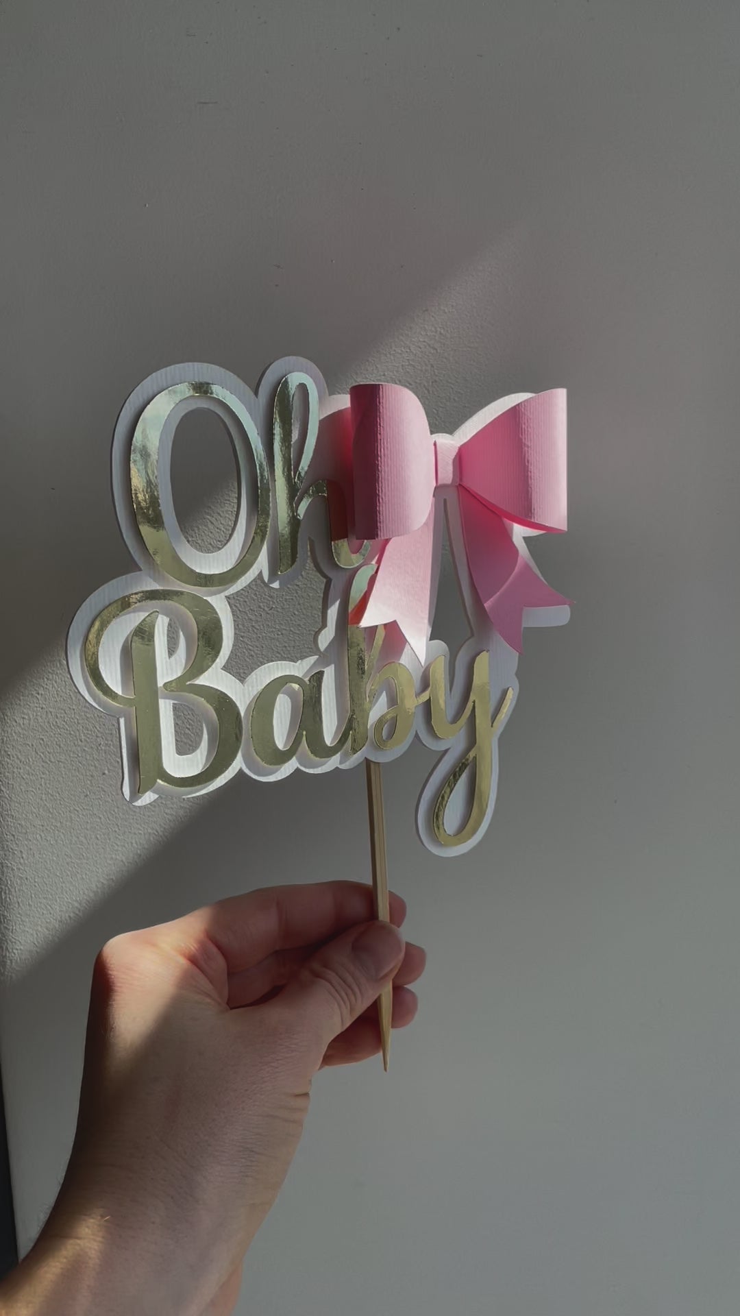 Pink Bow Oh Baby Cake Topper Pink Bow themed Baby Showers 