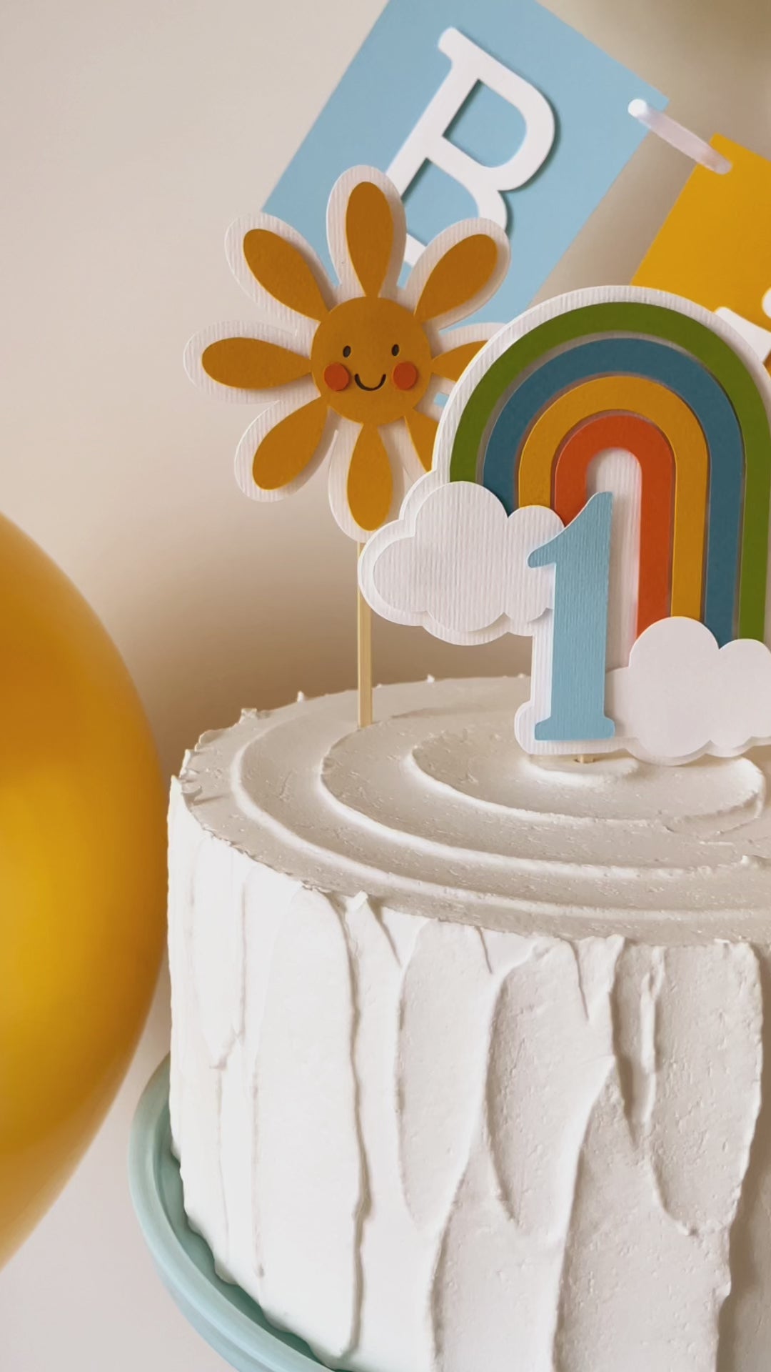 One Happy Boy Cake Topper, 365 Days Smiling, Baby's Birthday Decor
