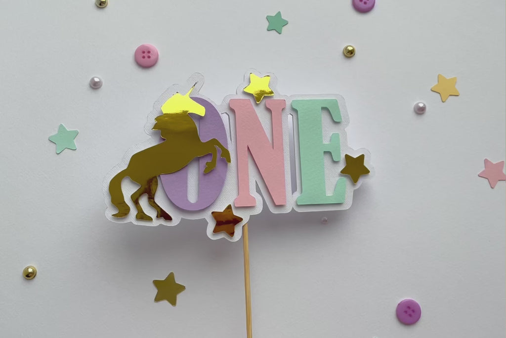 Unicorn First Birthday Cake Topper Rainbow Party Unicorn Cake Toppers 