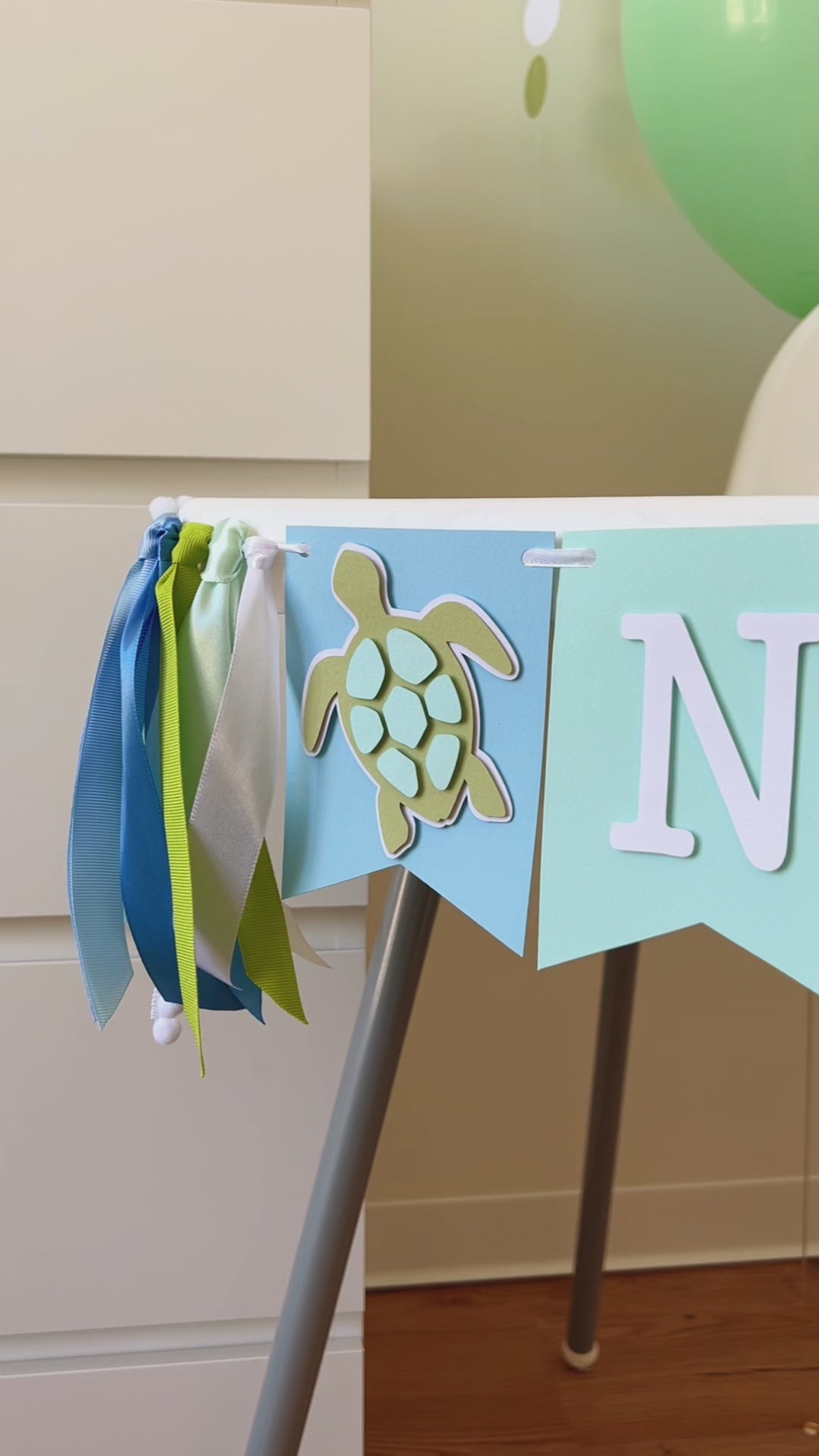 Turtle Birthday Highchair Banner Turtle 2nd Birthday Party