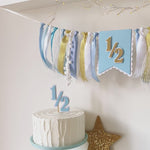 Half Birthday Boy Highchair Banner 1/2 or Half way to One Birthday