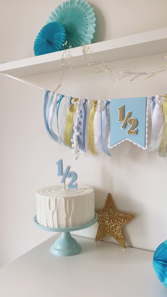 Half Birthday Boy Highchair Banner 1/2 or Half way to One Birthday