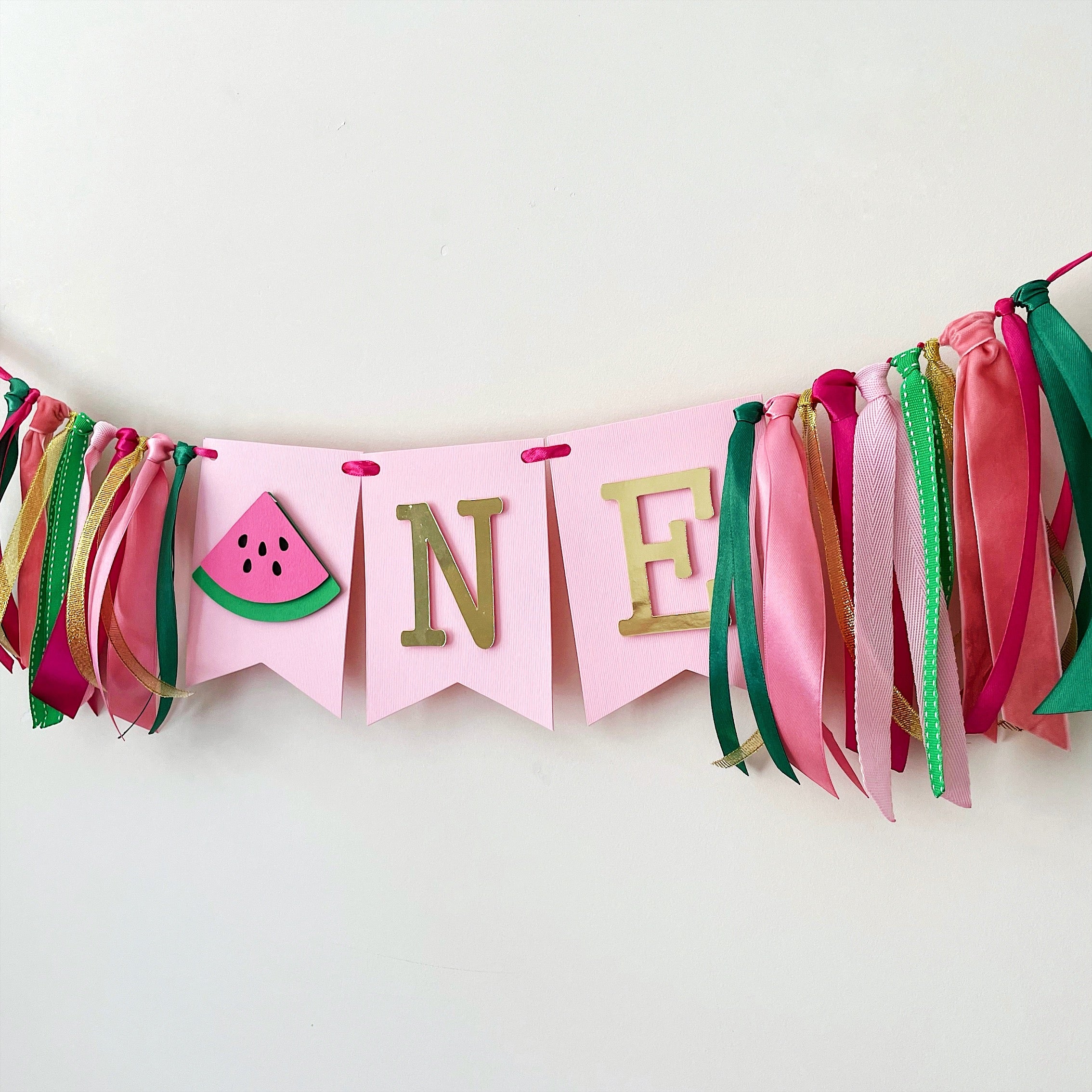Watermelon One Highchair Banner Watermelon 1st Birthday Decorations Watermelon First Birthday Party Watermelon Themed Party