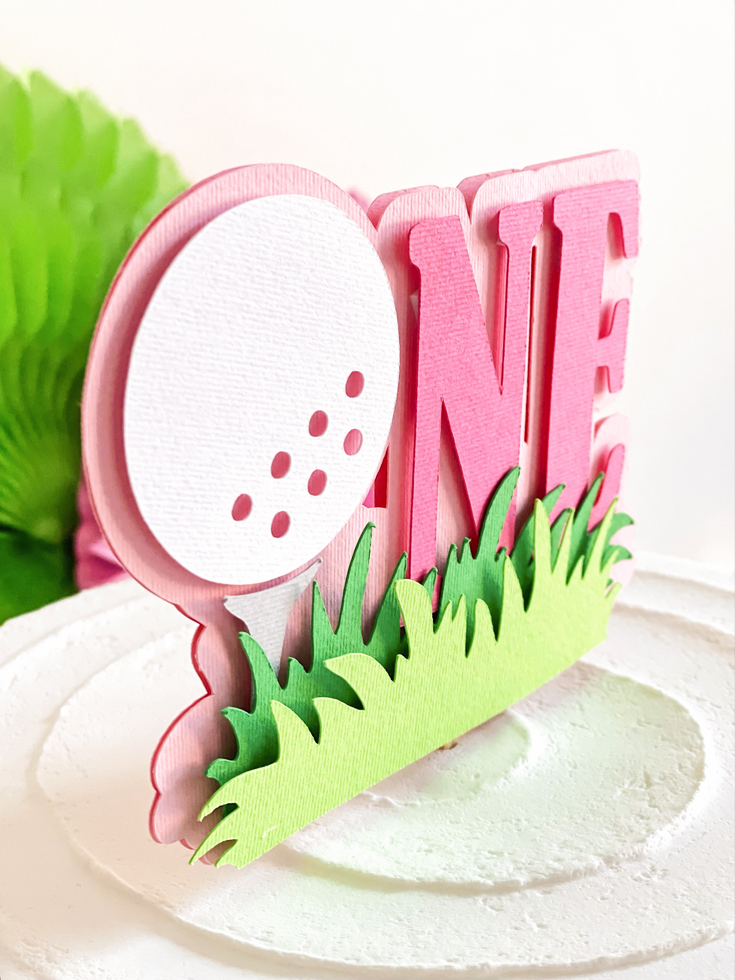 Girl Hole in One First Birthday Cake Topper Girl Golf First Birthday Decor Golfing Party Ides Let's Par-tee Our Little All Star Birthday