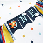 Airplane One High Chair Banner Time Flies Theme 1st Birthday Party Decorations by FunstaCraft