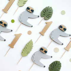 Sloth Cupcake Toppers Sloth 1st Birthday Party Decorations Zoo Party Supplies Jungle Birthday Party