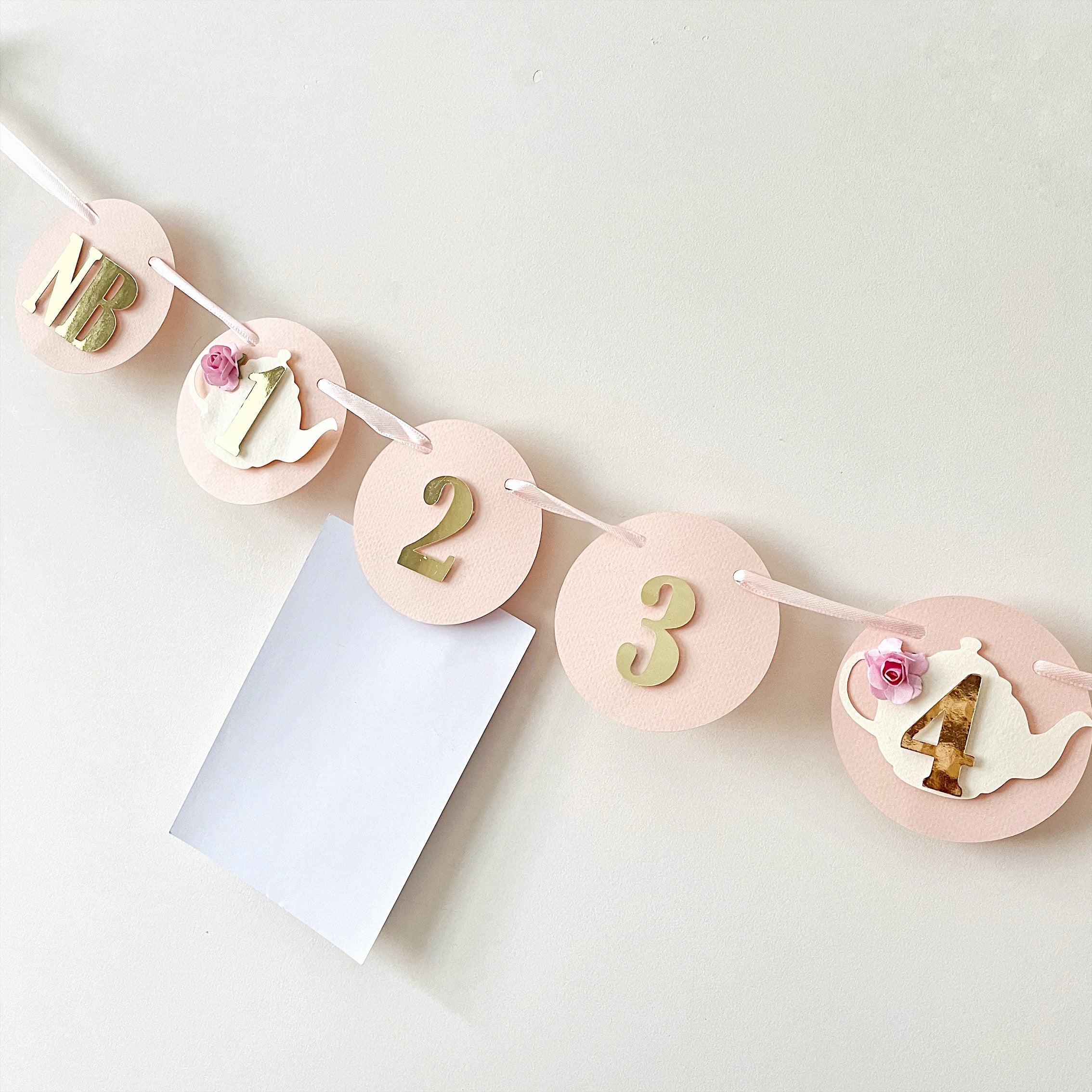 Tea Party 12 month Photo Banner Garden Party photo Garland Teacup themed Birthday Photo Banner Princess Tea Party 12 Month Photo Banner Let's par tea First Birthday Party