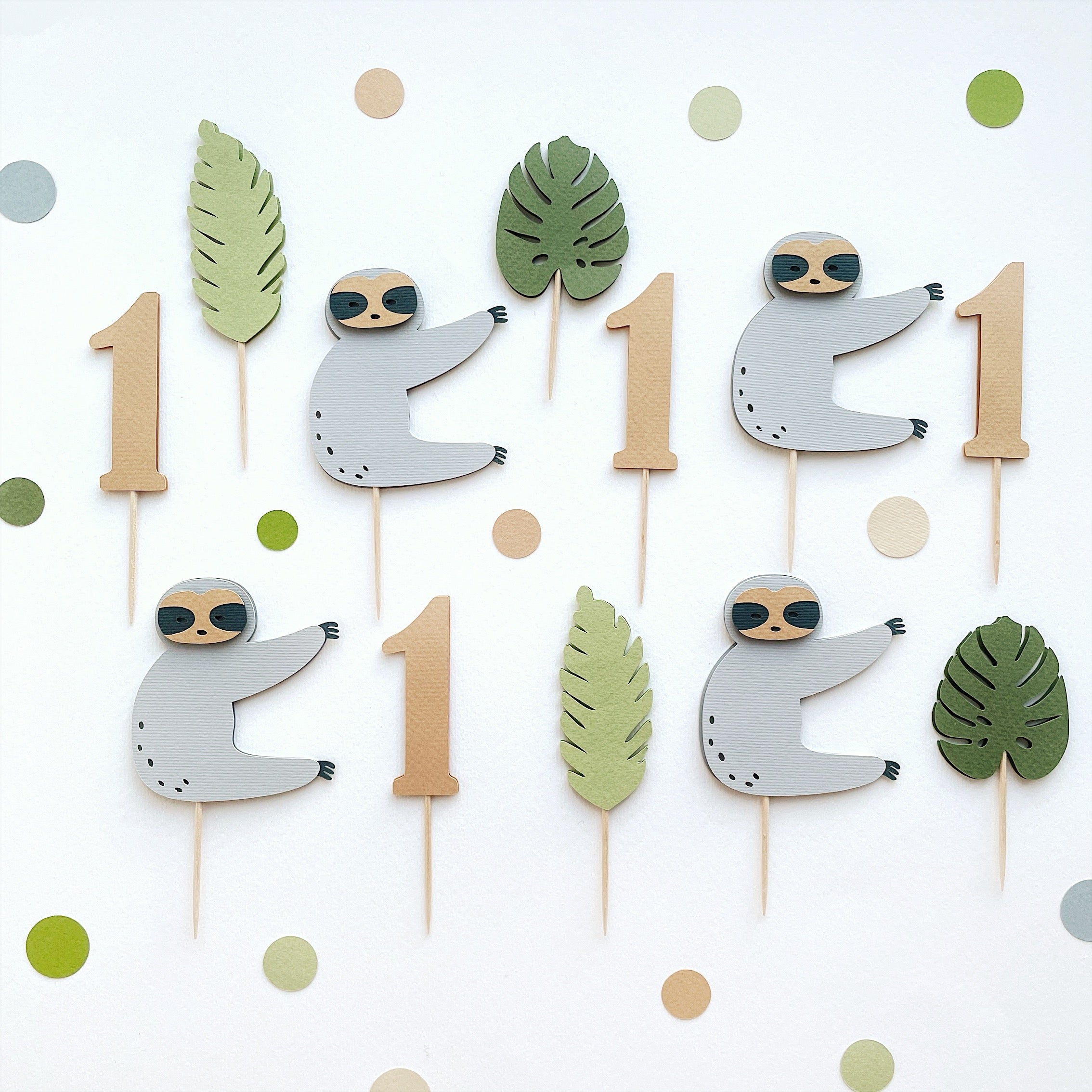 Sloth Cupcake Toppers Sloth 1st Birthday Party Decorations Zoo Party Supplies Jungle Birthday Party
