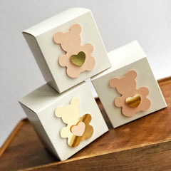 Teddy Bear Favor Boxes Rose Blush Gold Girl 1st Birthday Decorations Girl Baby Shower Gift Favor Boxes Bags Thank You Favor Set of 12