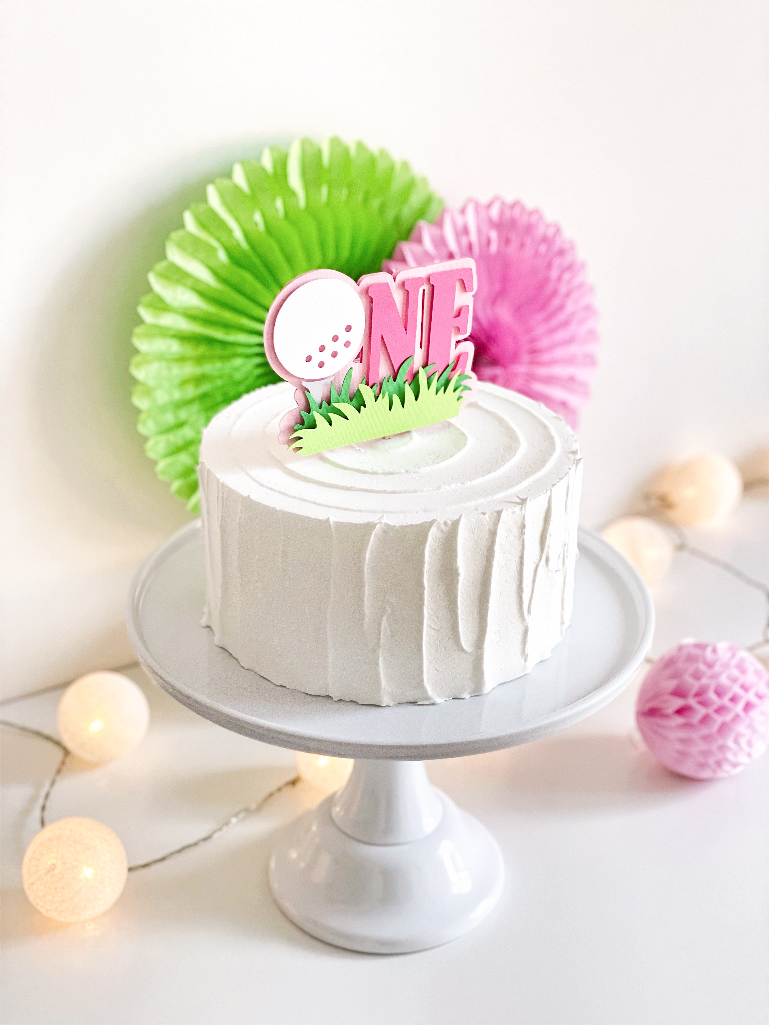 Girl Hole in One First Birthday Cake Topper Girl Golf First Birthday Decor Golfing Party Ides Let's Par-tee Our Little All Star Birthday