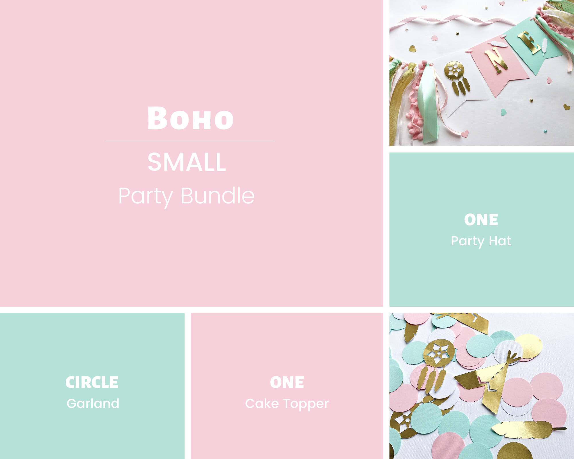 Boho 1st Birthday Bundle Girl 1st Birthday Party Decorations Boho Themed Birthday Coral Mint 1st Birthday Decorations