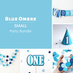 Blue Ombre Boy 1st Birthday Party Bundle Blue White First Birthday Theme Decorations First Birthday Bundle Shades of Blue Party Decor