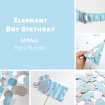 Elephant 1st Birthday Party Bundle Boy Blue First Birthday Decorations Elephant Theme Party Personalized Party Banner Toddler Party