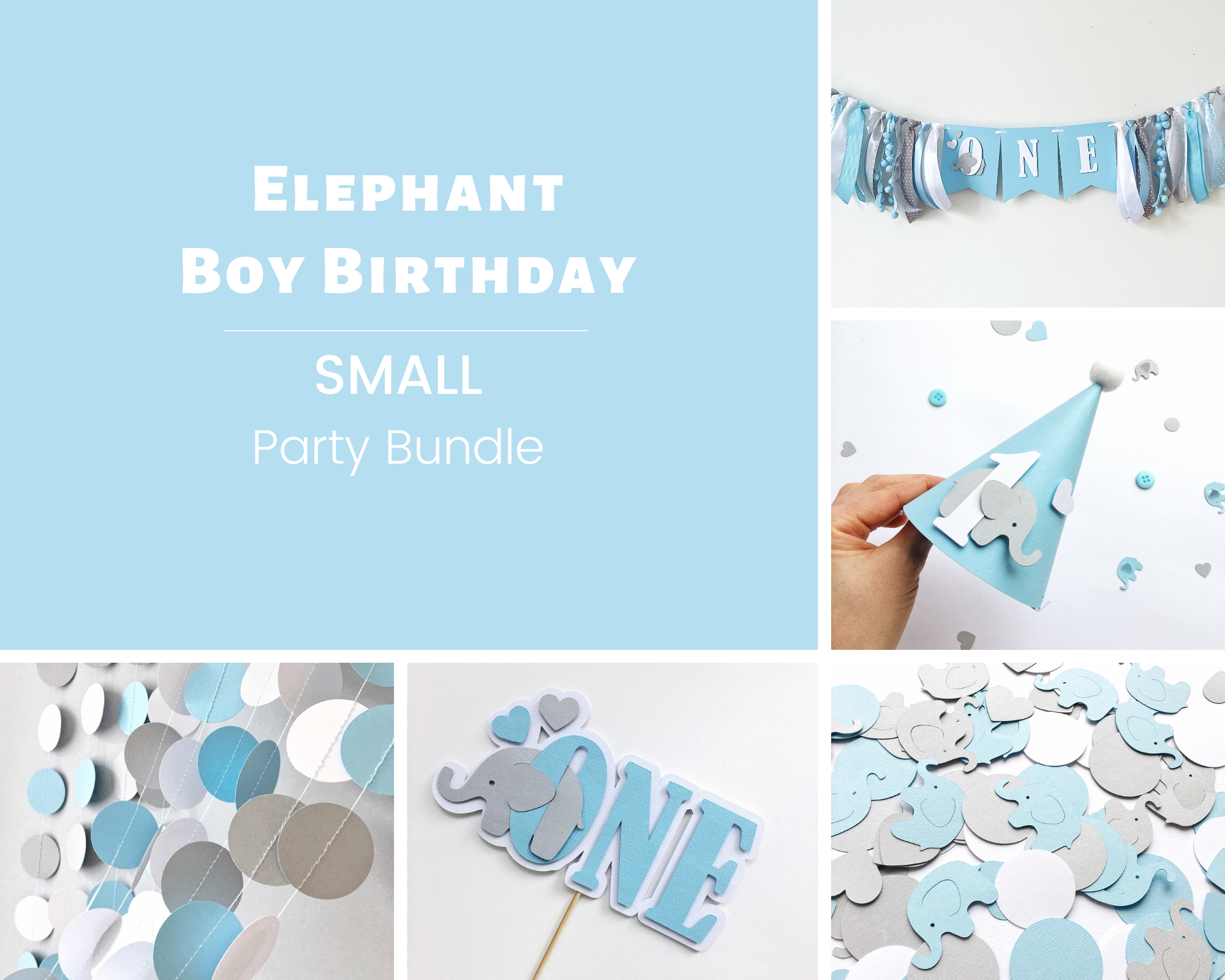 Blue Elephant Birthday Decorations Boy - Happy Birthday Elephant