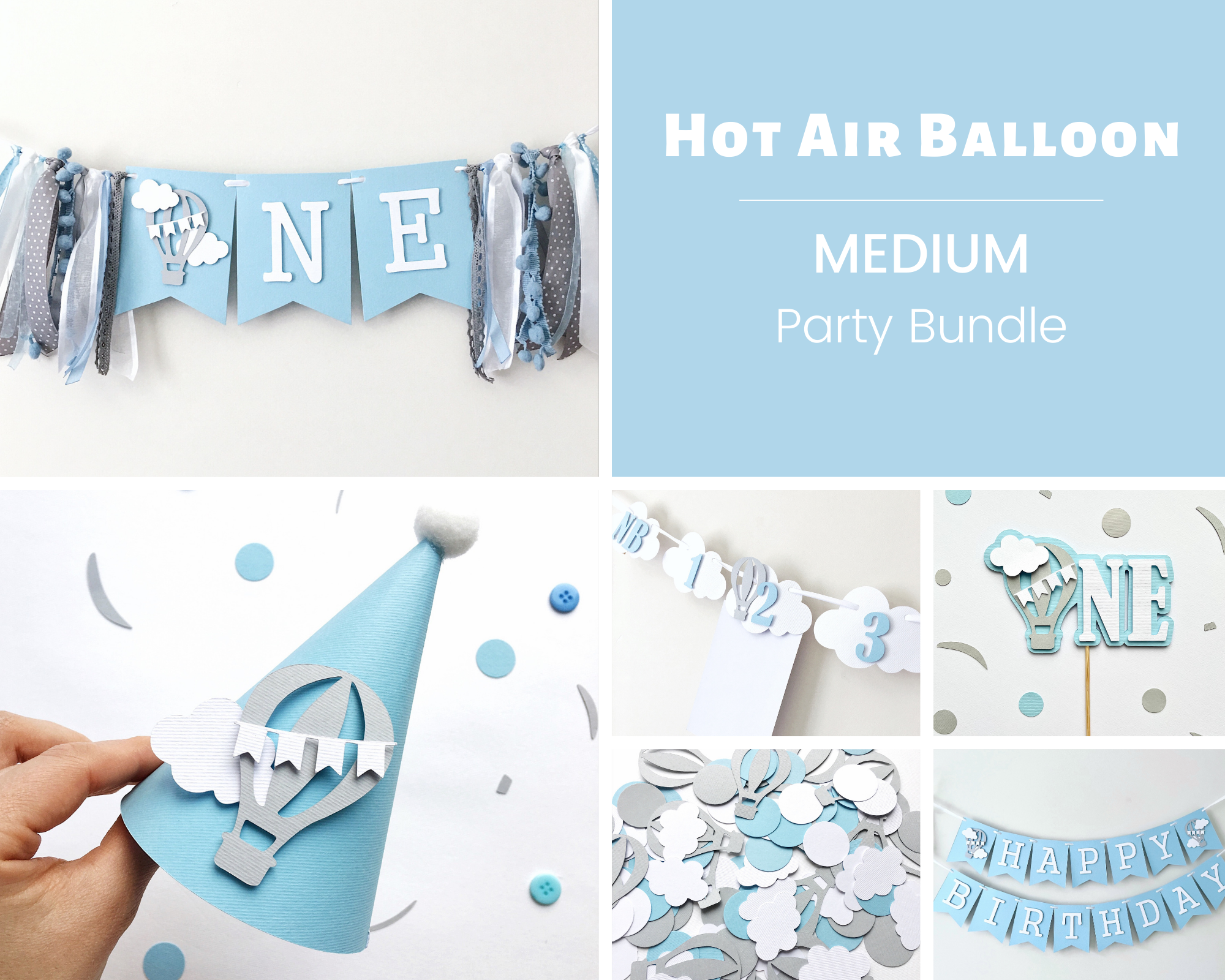 Hot Air Balloon 1st Birthday Party Bundle