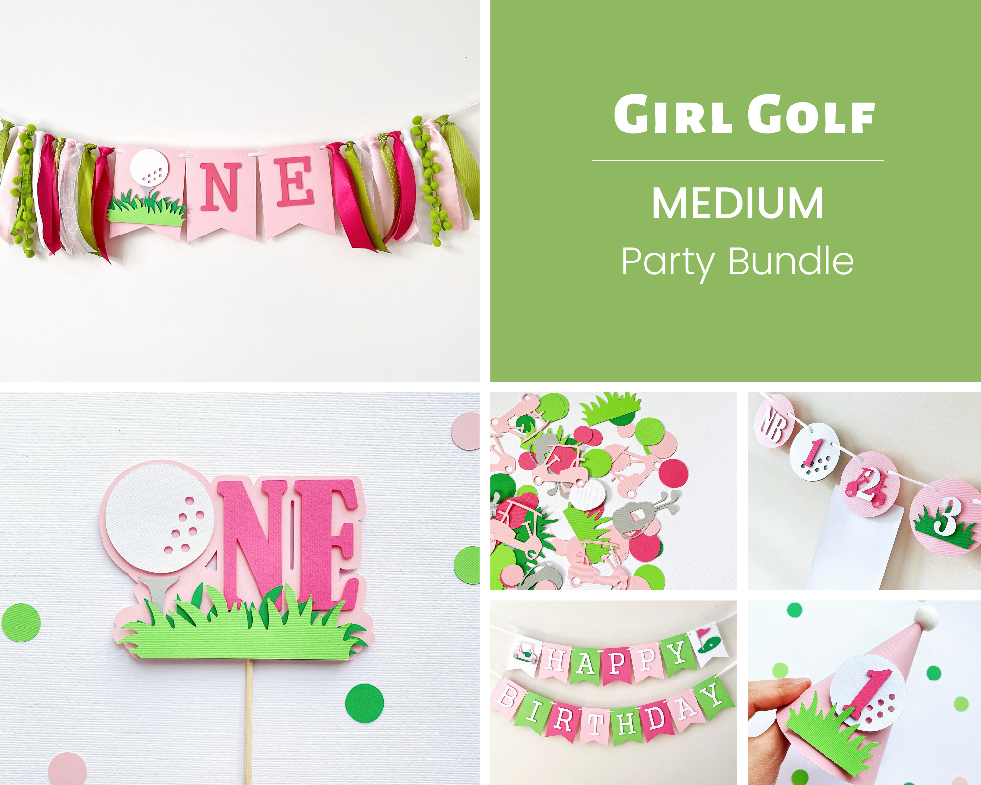 Girl Golf 1st Birthday Party Bundle Pink Hole In One Decorations