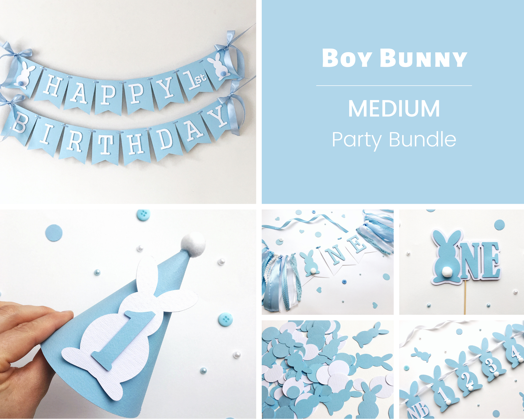 Boy Bunny Birthday Party Bundle