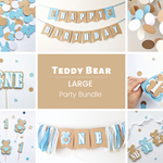 Boy Teddy Bear 1st Birthday Bundle