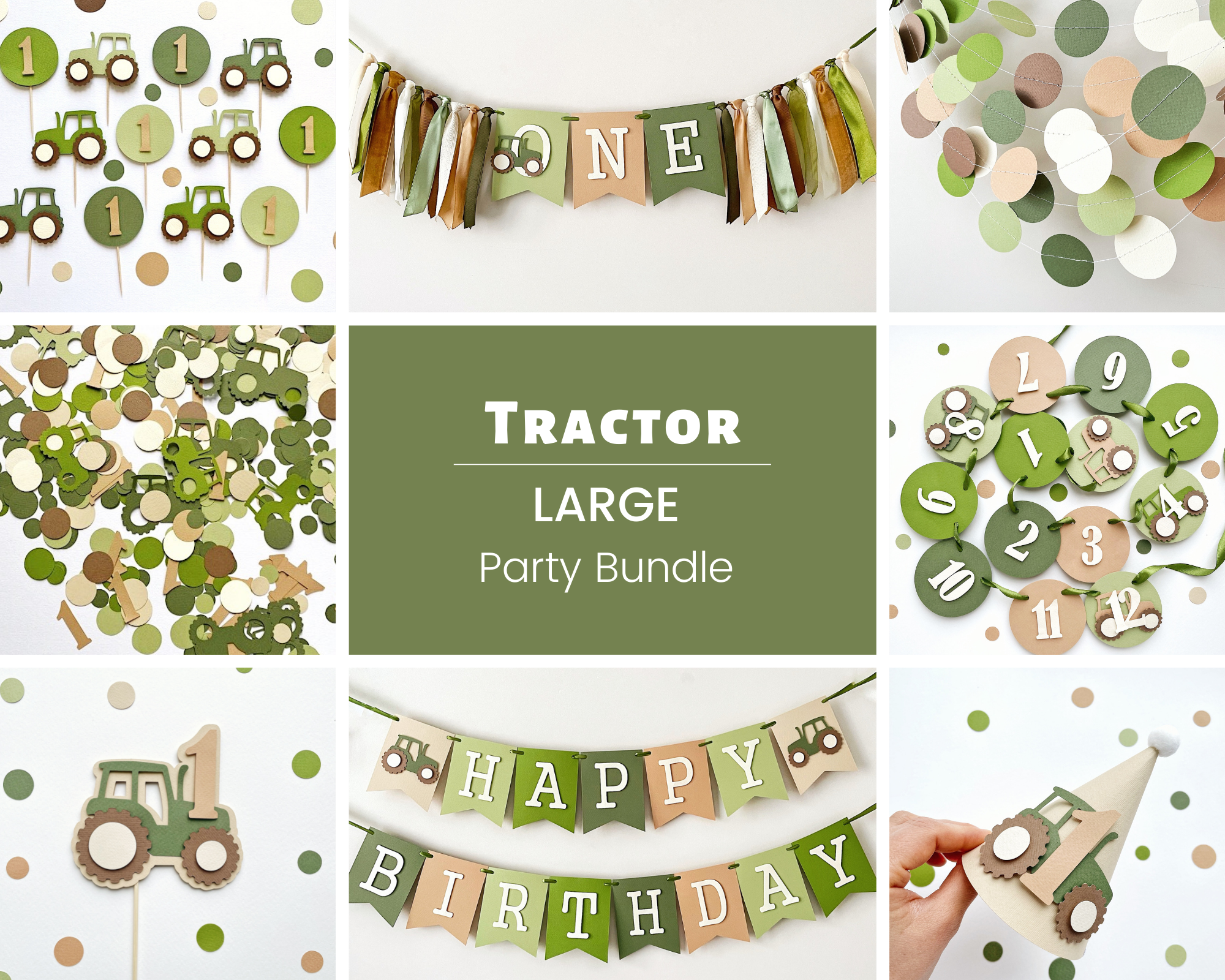 Tractor Birthday Party Bundle Tractor 1st Boy Birthday Farm 1st Birthday Decorations One Year Birthday by FunstaCraft