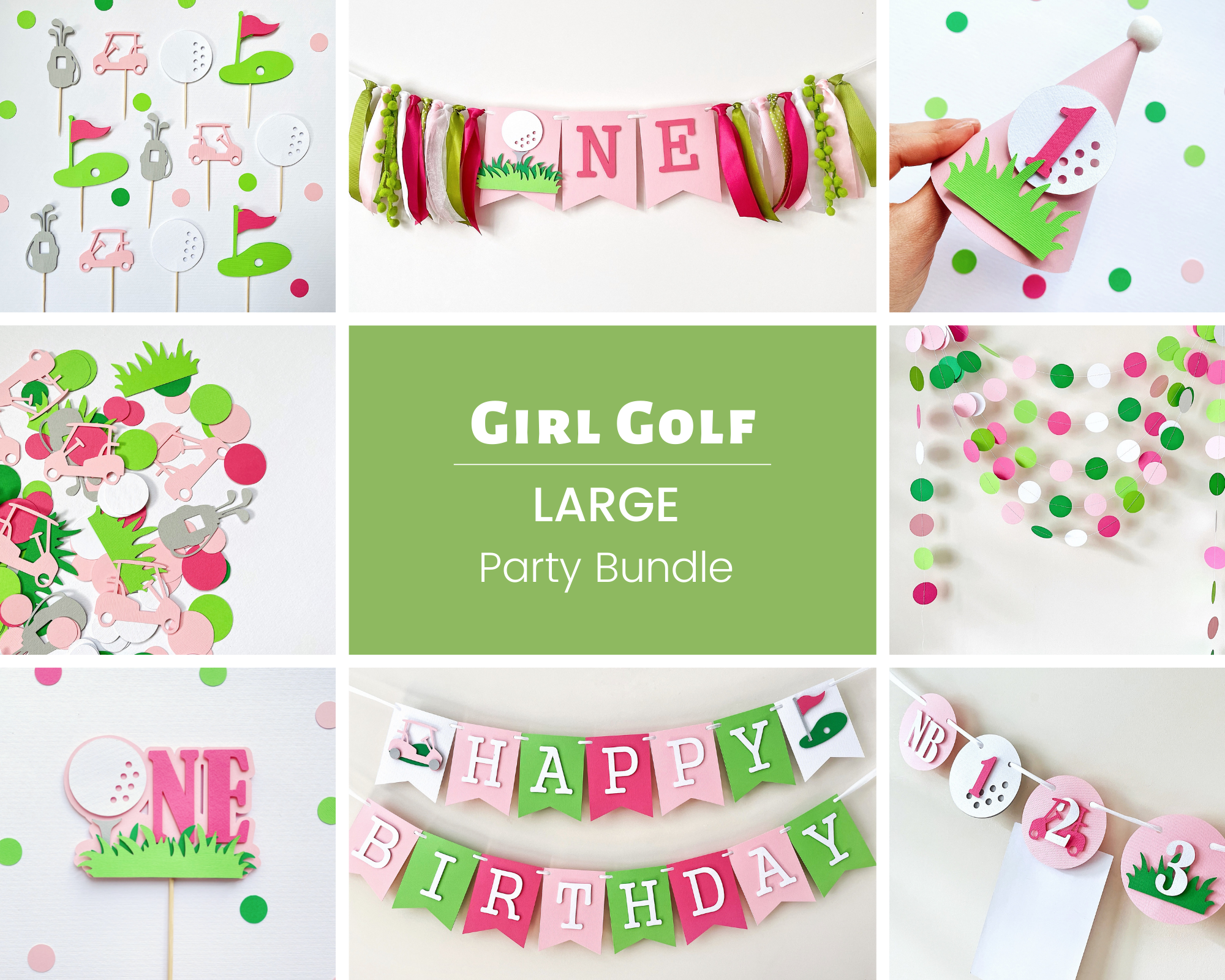 Girl Golf 1st Birthday Party Bundle Pink Hole In One Decorations
