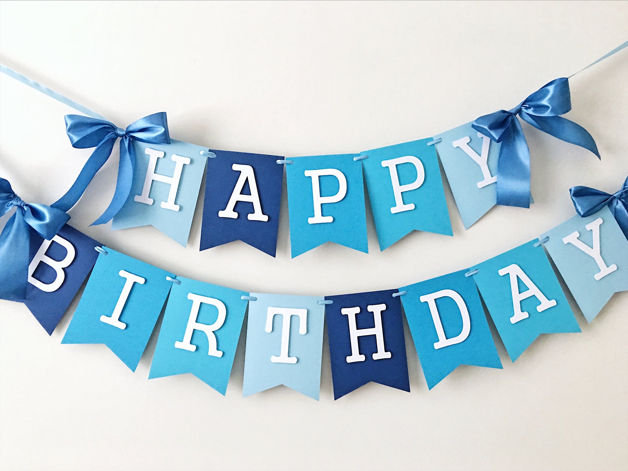 Ombre Blue Birthday Banner Boy 1st Birthday Decorations Birthday Backdrop