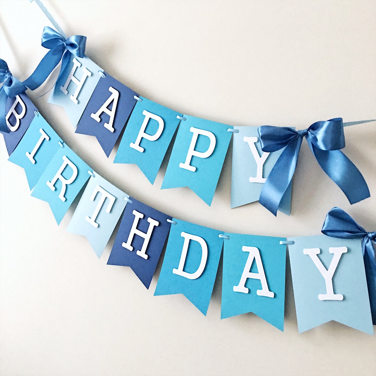 Ombre Blue Birthday Banner Boy 1st Birthday Decorations Birthday Backdrop