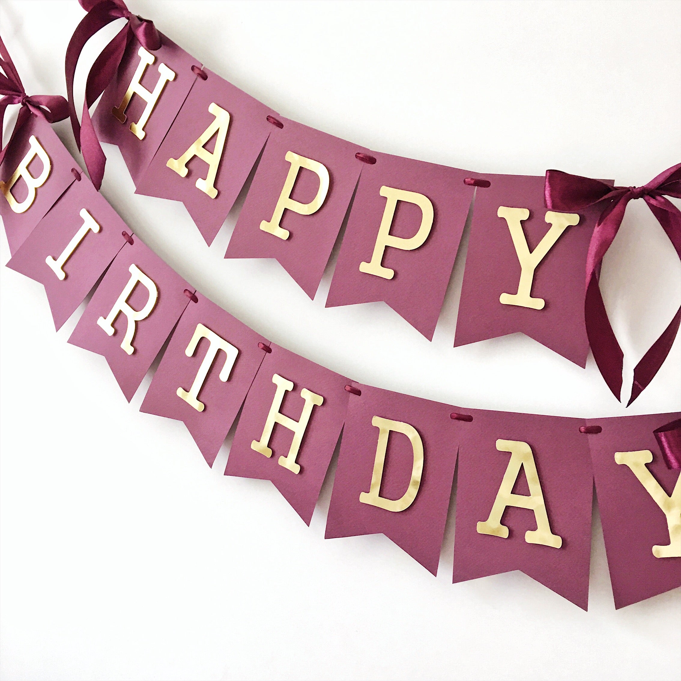 Burgundy Gold Happy Birthday Banner Personalized Fall Banner Marsala Decorations Women 40th 50th 60th Birthday Banner Cheers to 40 Years