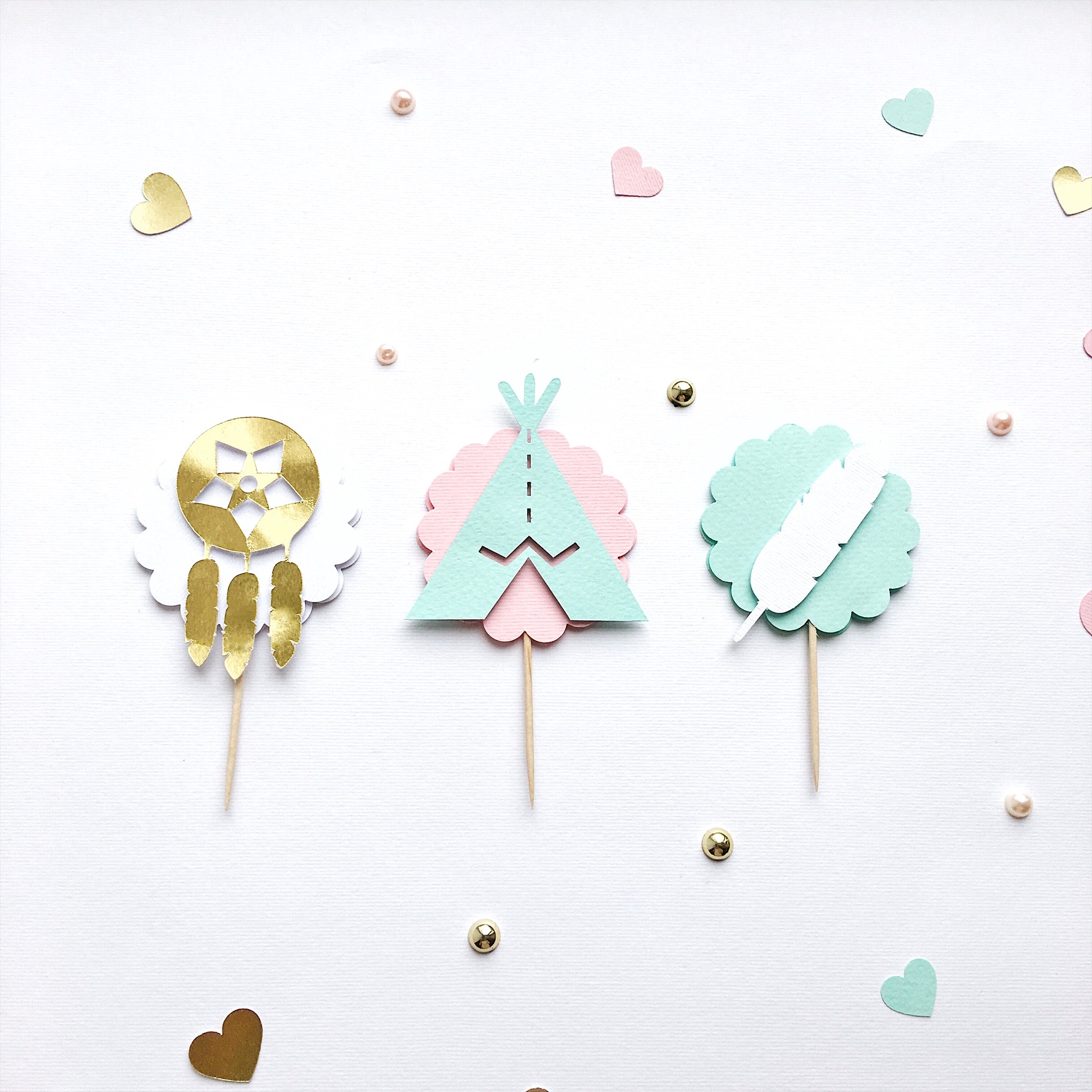 Boho Cupcake Toppers Boho Decorations for Baby Showers Boho Decorations for Boho Party Boho Cupcake Toppers for Birthday 
