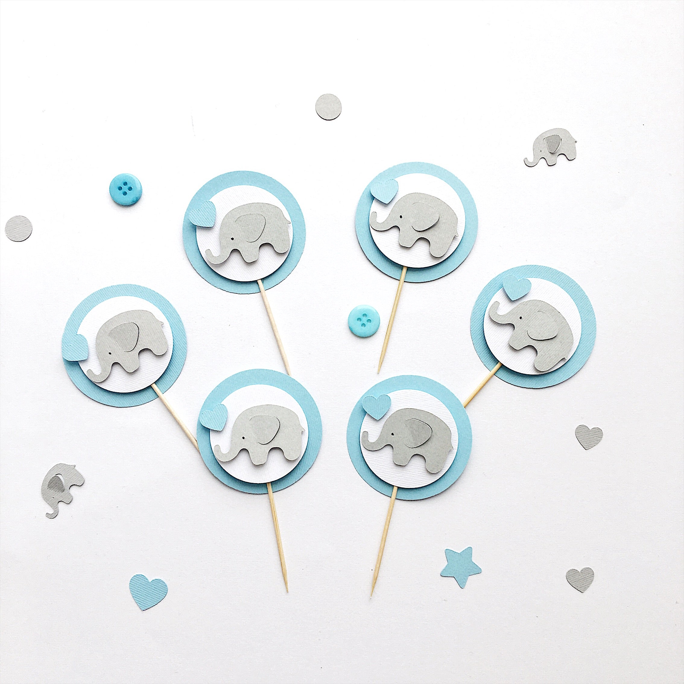 Elephant Cupcake Toppers Elephant 1st Birthday Decorations Elephant Baby Shower Party