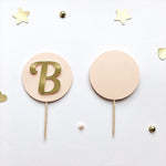 Initial Letter Cupcake Toppers Blush Gold 1st Birthday Party Decorations Personalized Letter Cupcake Toppers Party Blush Gold Baby Shower