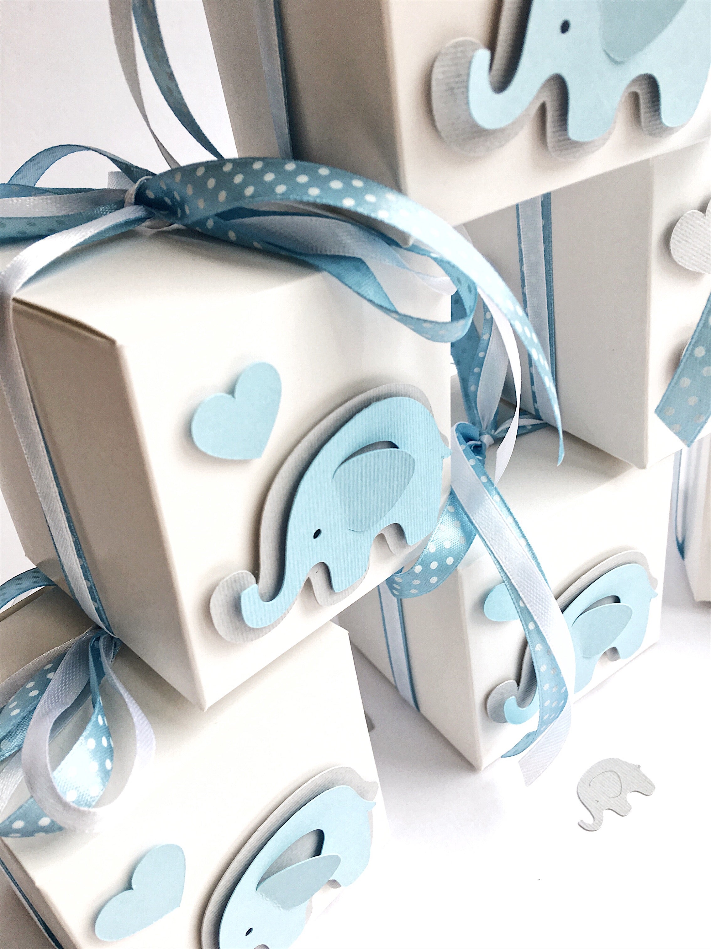 Elephant Favor Boxes Elephant Themed Baby Shower Decorations Elephant 1st Birthday Gift Boxes Blue Grey Elephant 