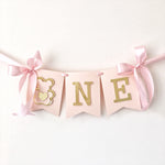 Teddy Bear Girl First Birthday High Chair Banner