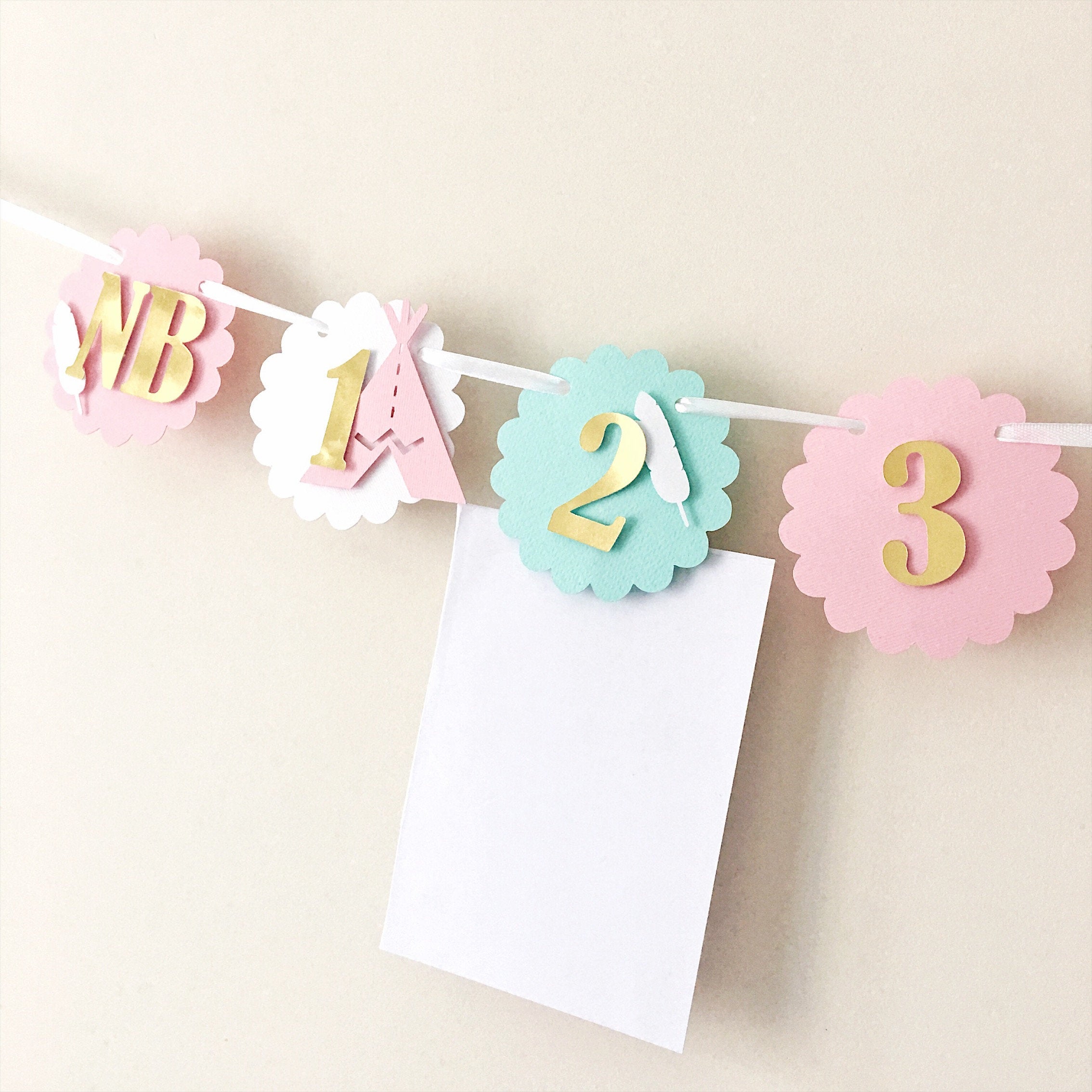 Boho 12 Month Photo Banner Boho Tribal Girl 1st Birthday Decorations First Year Photo Banner 1st Year Girl Monthly Photo Banner