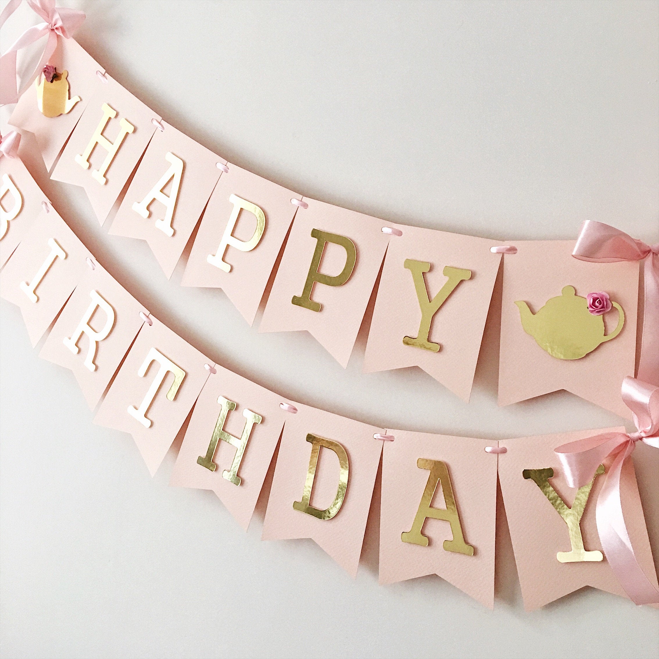 Tea Party Birthday Banner Girl 1st Birthday Decorations Garden Party Teacup Themed Princess Tea Party Let's Par Tea