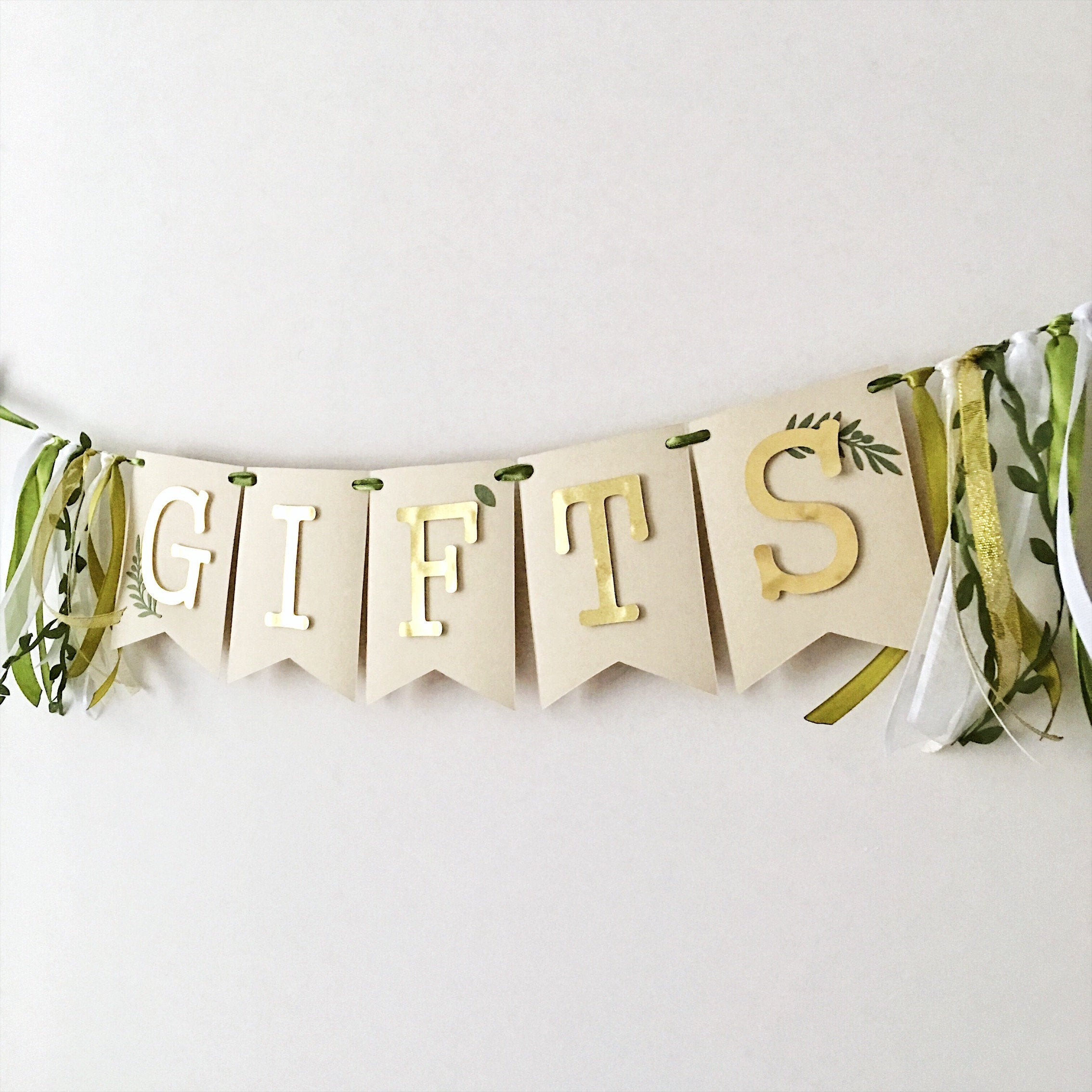 Greenery Gifts Banner Green Gold Wedding Cards Banner Bridal Shower
