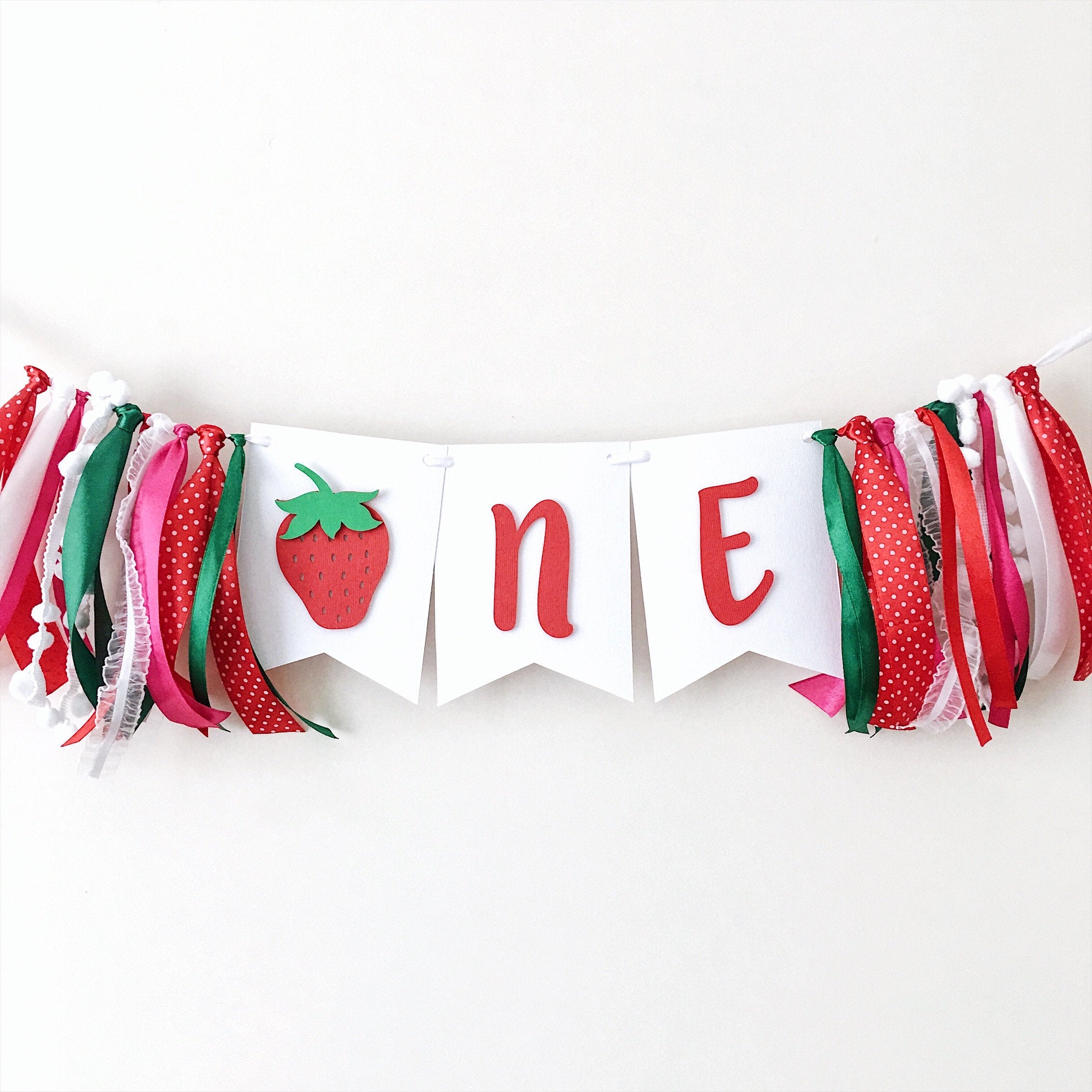 Strawberry One High Chair Banner