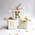 Initial Letter Favor Boxes Blush Gold Girl 1st Birthday Decorations Personalized Girl Baby Shower Gift Boxes Thank You Favors